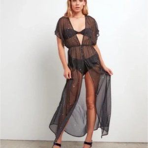 Stone Row Sheer Black Festival Maxi Cover Up